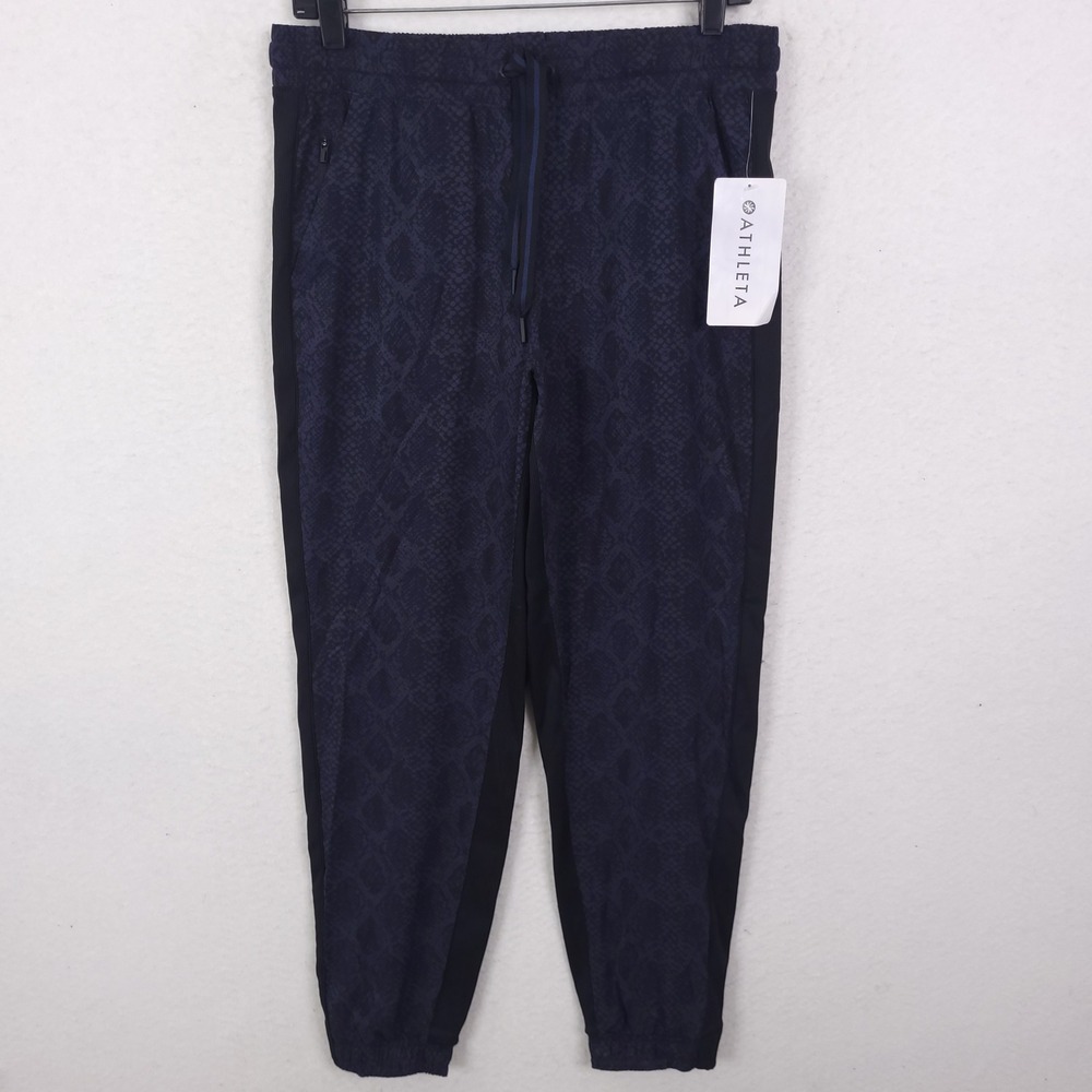 Athleta Brooklyn Jogger Womens 8 Navy Blue Snakeskin Printed Featherweight New